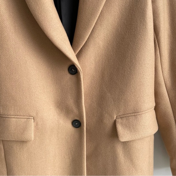 ZARA Classic Manteco Wool Blend Coat MENSWEAR STYLE CAMEL size XS Women's Tan - Picture 4 of 10